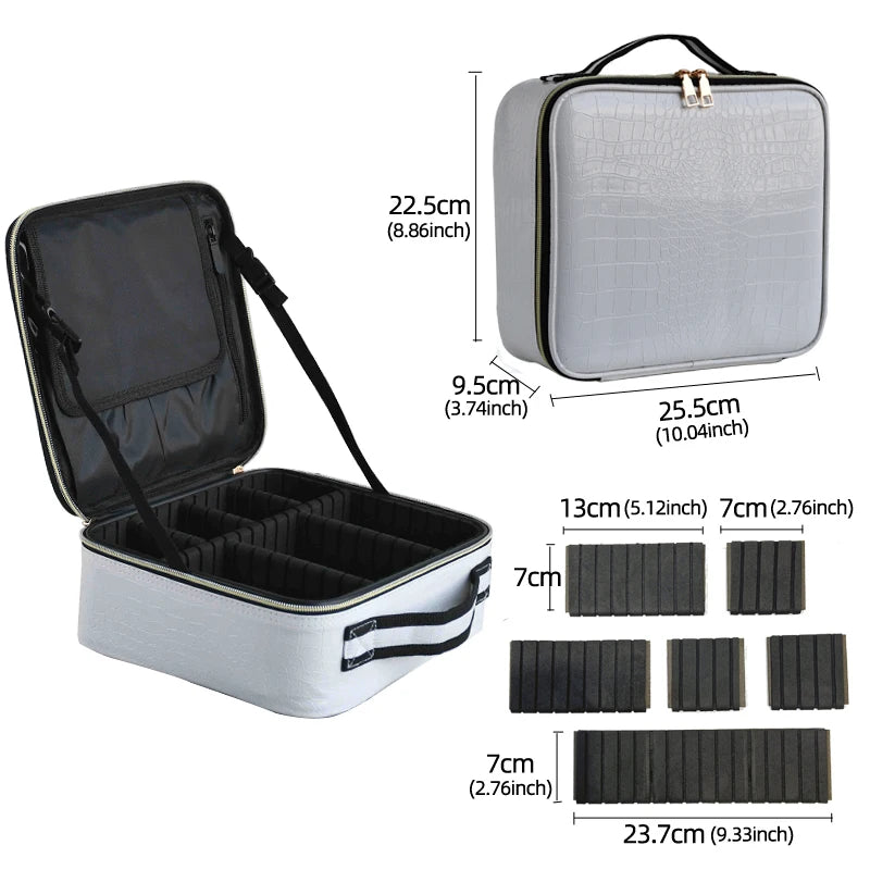 New PU Leather Cosmetic Bag For Women Multi-Functional Portable Travel Storage Makeup Case