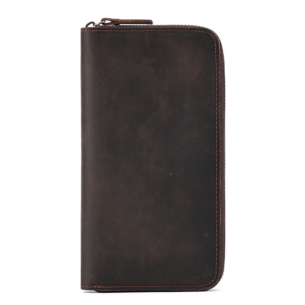 JOYIR Genuine Leather Long Wallets for Men RFID Blocking Cash Credit Card Holder Checkbook Wallet Zipper Coin Pocket Purse Male