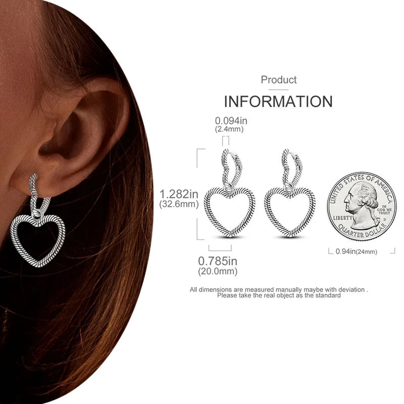 925 Silver Hoop Earrings For Woman Pendientes Zircon Heart Shape Star Eardrop Original Earring Fashion Jewelry