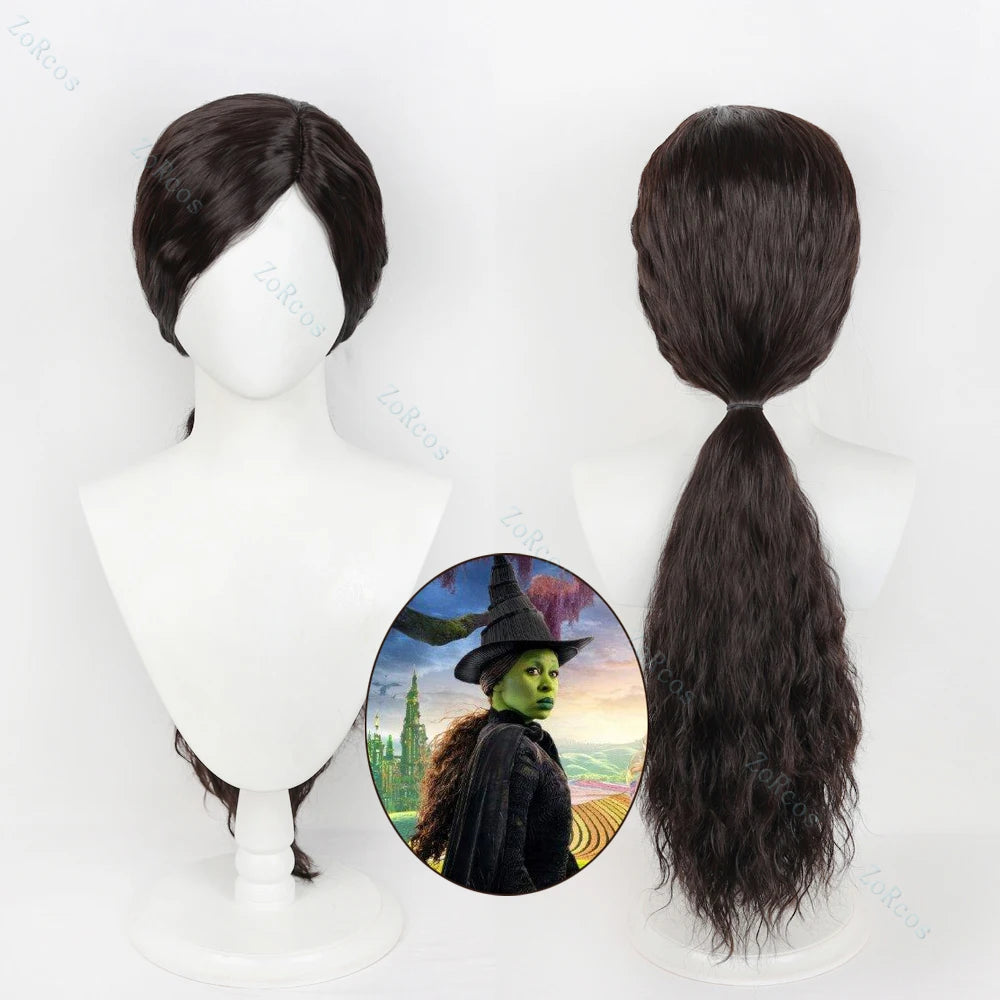 Elphaba Cosplay Wig 2024 Movie Wicked Elphaba 2 Styles Cosplay Wigs Costume Adult Women Roleplay Wig + Wig Cap