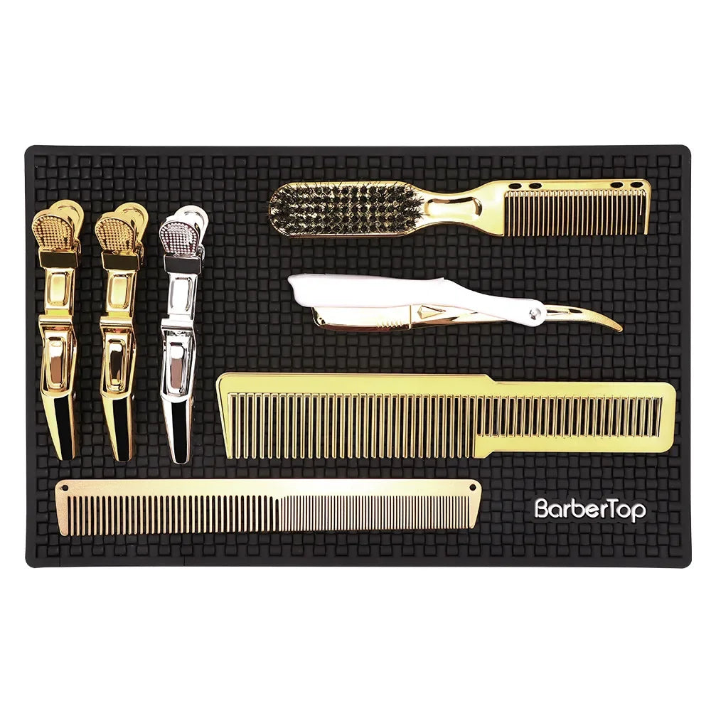 Barber Non-slip Station Mat Cushion Pad Hairdress Tool Clippers Scissors Comb Trimmers Brushes Storage Organizer Salon