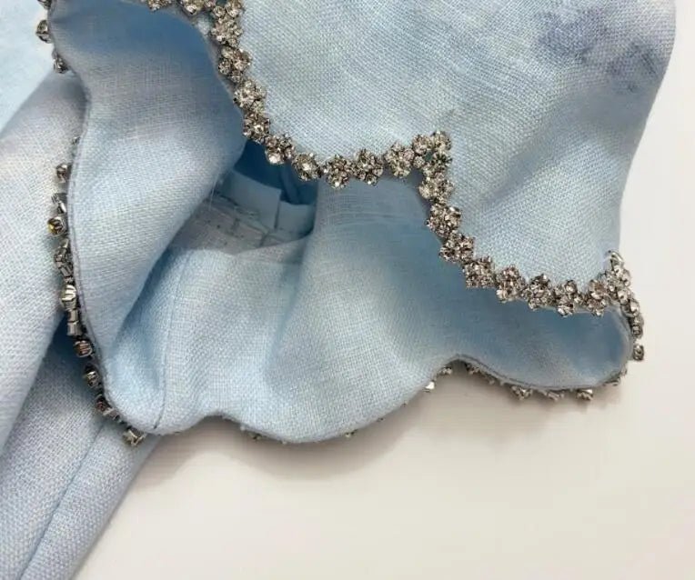 Woman Fashion Black Silk V-neck Lace Embroidered Patchwork Short Sleeved Midi Dress Chains Jacquard High Quality Dresses 2024