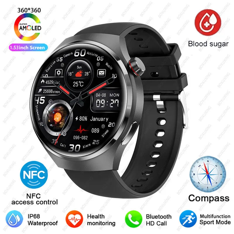 For Huawei Watch 4 Pro NFC Smart Watch Men GPS Sports Tracker 1.53" HD Screen Health Monitor Watches Bluetooth Call SmartWatch
