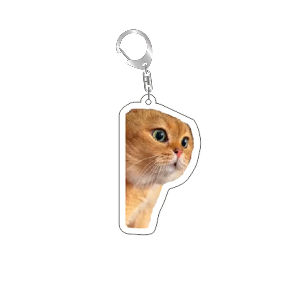 Funny Cat Memes Series Keychain Student Gift Bag Lanyard Women's Bag Pendant Keychain Cute Things Cheap Gift For Best Friends