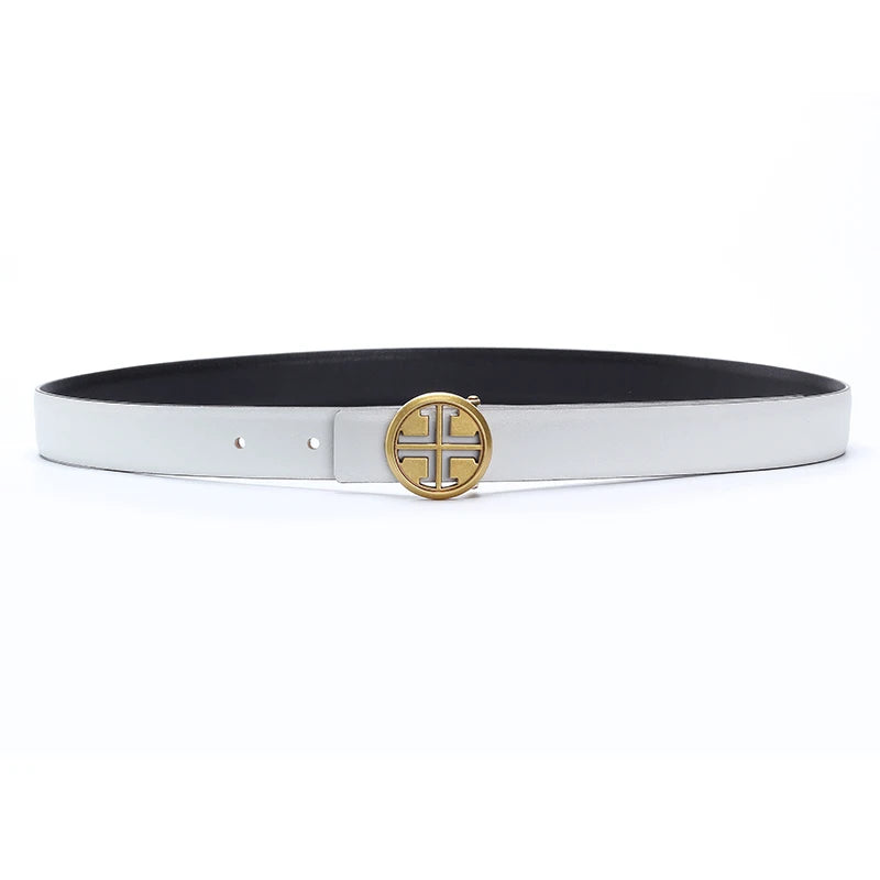 New Thin 2.5cm Women Belt Designer ladies Reversible Genuine Leather Belts For Women Female Belt Buckle for Jeans dress belt