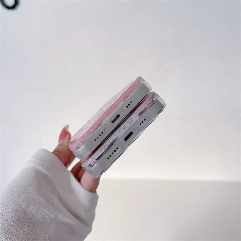 Cute Sailor Moon Anime Liquid Quicksand Glitter Luminous Case for IPhone 11 12 13 14 15 Pro Max Cartoon Silicone Cover Funda