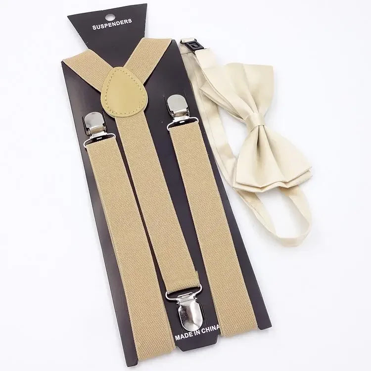 Mens Suspenders Bow Ties Set Women Braces Bowtie Y-back Adjustable Clip-on Elastic Suspender Mens Belts Straps