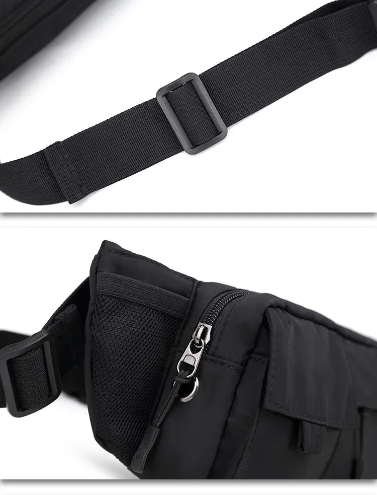 Crossbody Small Bag for Men's Outdoor Cycling Oxford Fabric Solid Personalized Chest for Youth Trend Backpack Casual Waist Bag