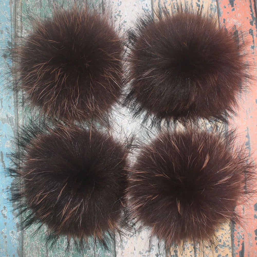 5pcs/ Lot Natural Raccoon Fur Pompoms 15cm Grey White Fox Pom Poms Fur Balls for Knitted Hat Cap Beanies DIY Real Fur Ponpon