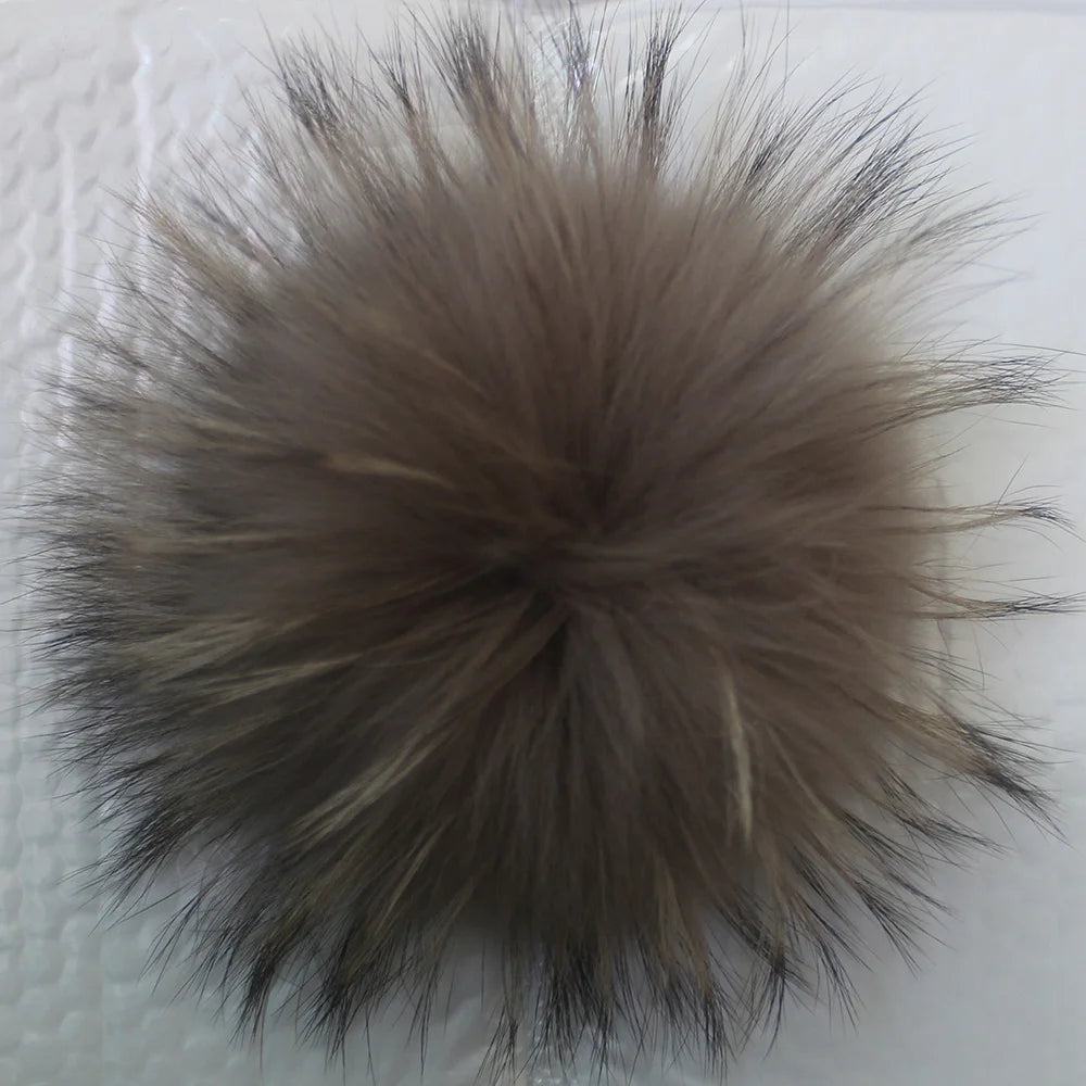 5pcs/ Lot Natural Raccoon Fur Pompoms 15cm Grey White Fox Pom Poms Fur Balls for Knitted Hat Cap Beanies DIY Real Fur Ponpon