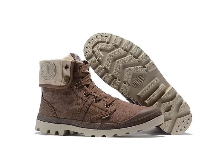 PALLADIUM Pallabrouse Dark Brown Sneakers Men Women High-top Army Leisure Ankle boots Canvas Casual Shoes Anti-Slip Shoes 36-45