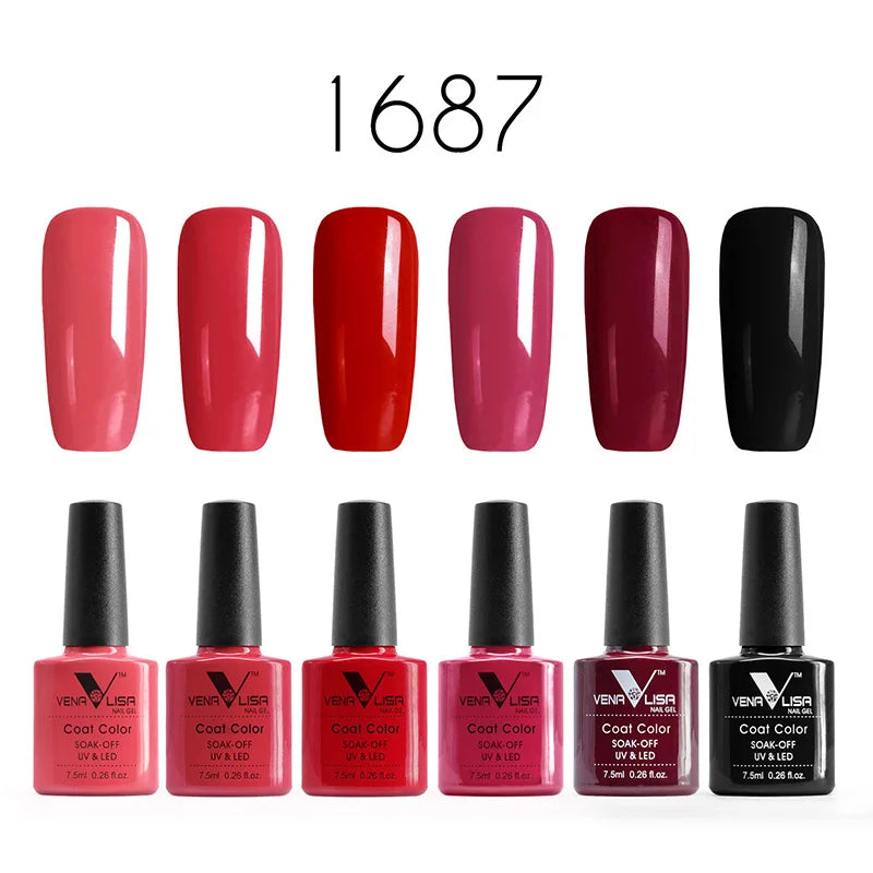 6pcs*7.5ml Venalisa Nail Gel Polish Super Texture Great Consistency Gel Varnish Gorgeous Color Semi Pigmented Lacquer Varnish