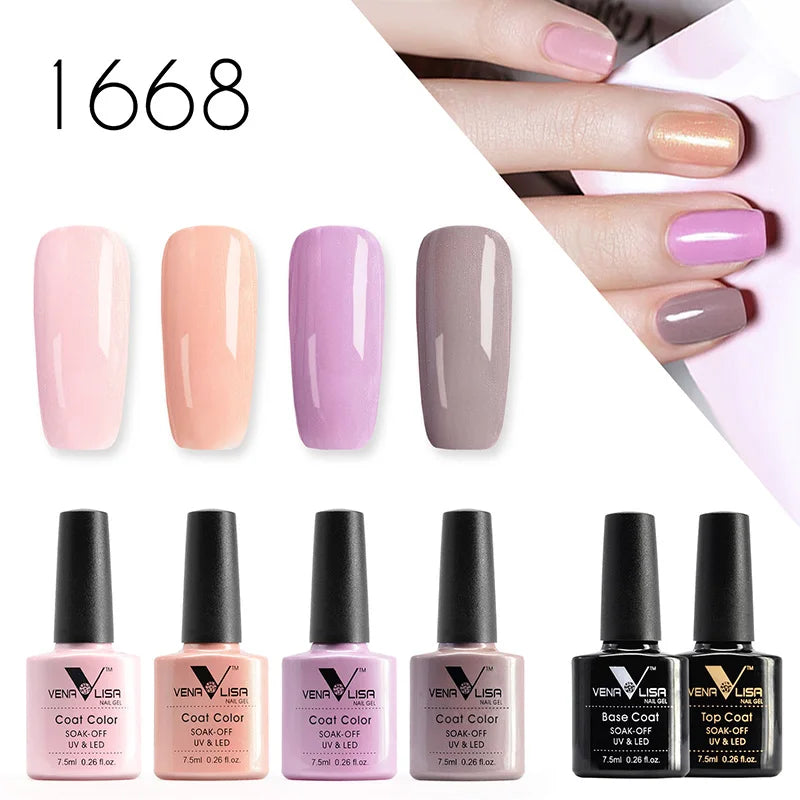 6pcs*7.5ml Venalisa Nail Gel Polish Super Texture Great Consistency Gel Varnish Gorgeous Color Semi Pigmented Lacquer Varnish