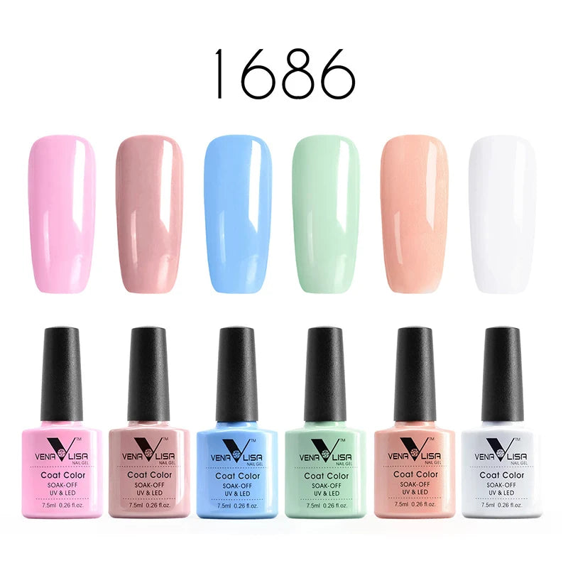 6pcs*7.5ml Venalisa Nail Gel Polish Super Texture Great Consistency Gel Varnish Gorgeous Color Semi Pigmented Lacquer Varnish