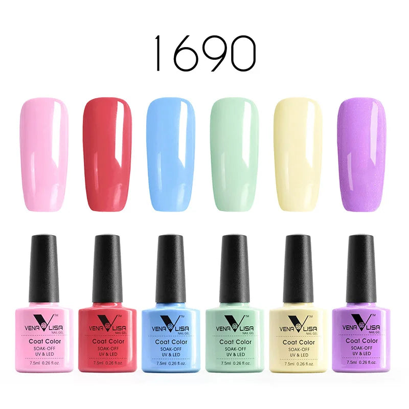 6pcs*7.5ml Venalisa Nail Gel Polish Super Texture Great Consistency Gel Varnish Gorgeous Color Semi Pigmented Lacquer Varnish