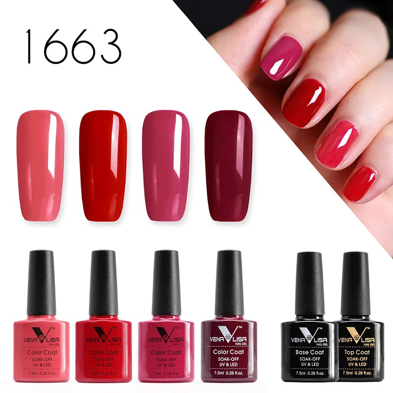 6pcs*7.5ml Venalisa Nail Gel Polish Super Texture Great Consistency Gel Varnish Gorgeous Color Semi Pigmented Lacquer Varnish