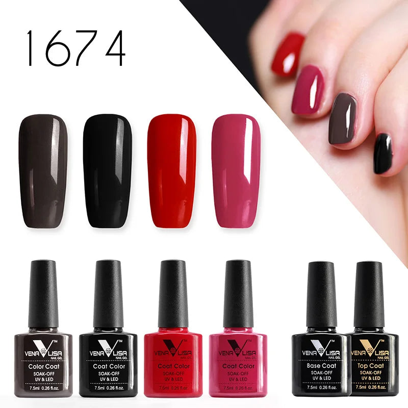 6pcs*7.5ml Venalisa Nail Gel Polish Super Texture Great Consistency Gel Varnish Gorgeous Color Semi Pigmented Lacquer Varnish