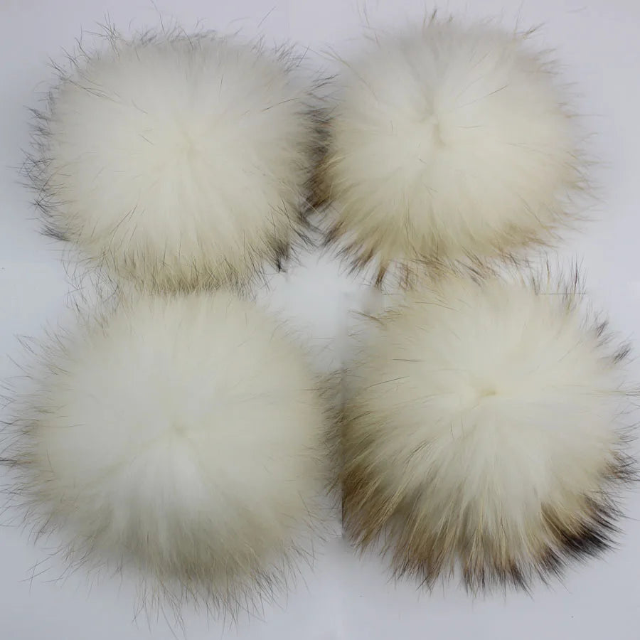 5pcs/ Lot Natural Raccoon Fur Pompoms 15cm Grey White Fox Pom Poms Fur Balls for Knitted Hat Cap Beanies DIY Real Fur Ponpon