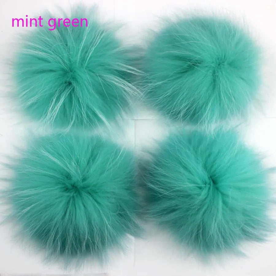 5pcs/ Lot Natural Raccoon Fur Pompoms 15cm Grey White Fox Pom Poms Fur Balls for Knitted Hat Cap Beanies DIY Real Fur Ponpon