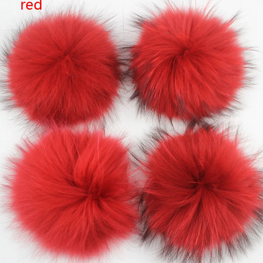 5pcs/ Lot Natural Raccoon Fur Pompoms 15cm Grey White Fox Pom Poms Fur Balls for Knitted Hat Cap Beanies DIY Real Fur Ponpon
