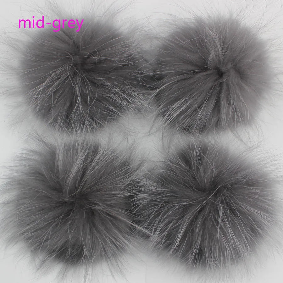 5pcs/ Lot Natural Raccoon Fur Pompoms 15cm Grey White Fox Pom Poms Fur Balls for Knitted Hat Cap Beanies DIY Real Fur Ponpon