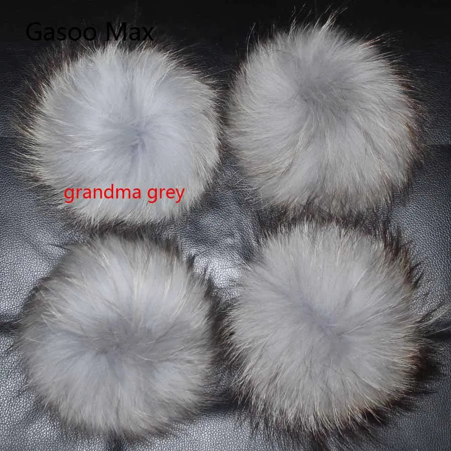 5pcs/ Lot Natural Raccoon Fur Pompoms 15cm Grey White Fox Pom Poms Fur Balls for Knitted Hat Cap Beanies DIY Real Fur Ponpon