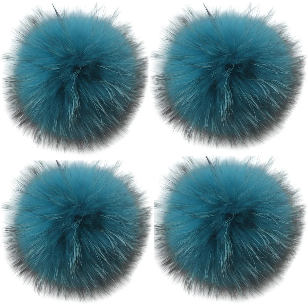 5pcs/ Lot Natural Raccoon Fur Pompoms 15cm Grey White Fox Pom Poms Fur Balls for Knitted Hat Cap Beanies DIY Real Fur Ponpon
