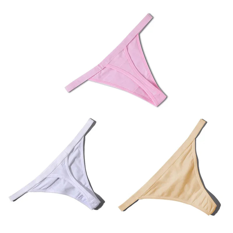3Pcs Sexy Cotton Thongs Low Waist Seamless Female Comfortable Lingere Underpants Breathable Underwear Women G String