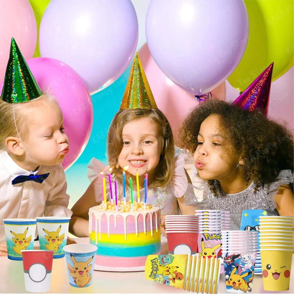 10/20/30Pcs Pokemon Cups Pikachu Pokeball 9 oz Disposable Paper Drinking Cup For Kids Birthday Party Decorations Supplies Toys