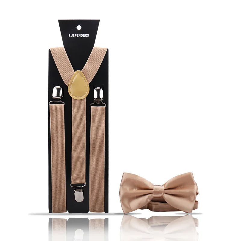 Elegant Fashion Men's Adult Suspenders And Bow Tie Two Piece Set Gentleman Suit Occessories Wedding Business Party Gifts For Men