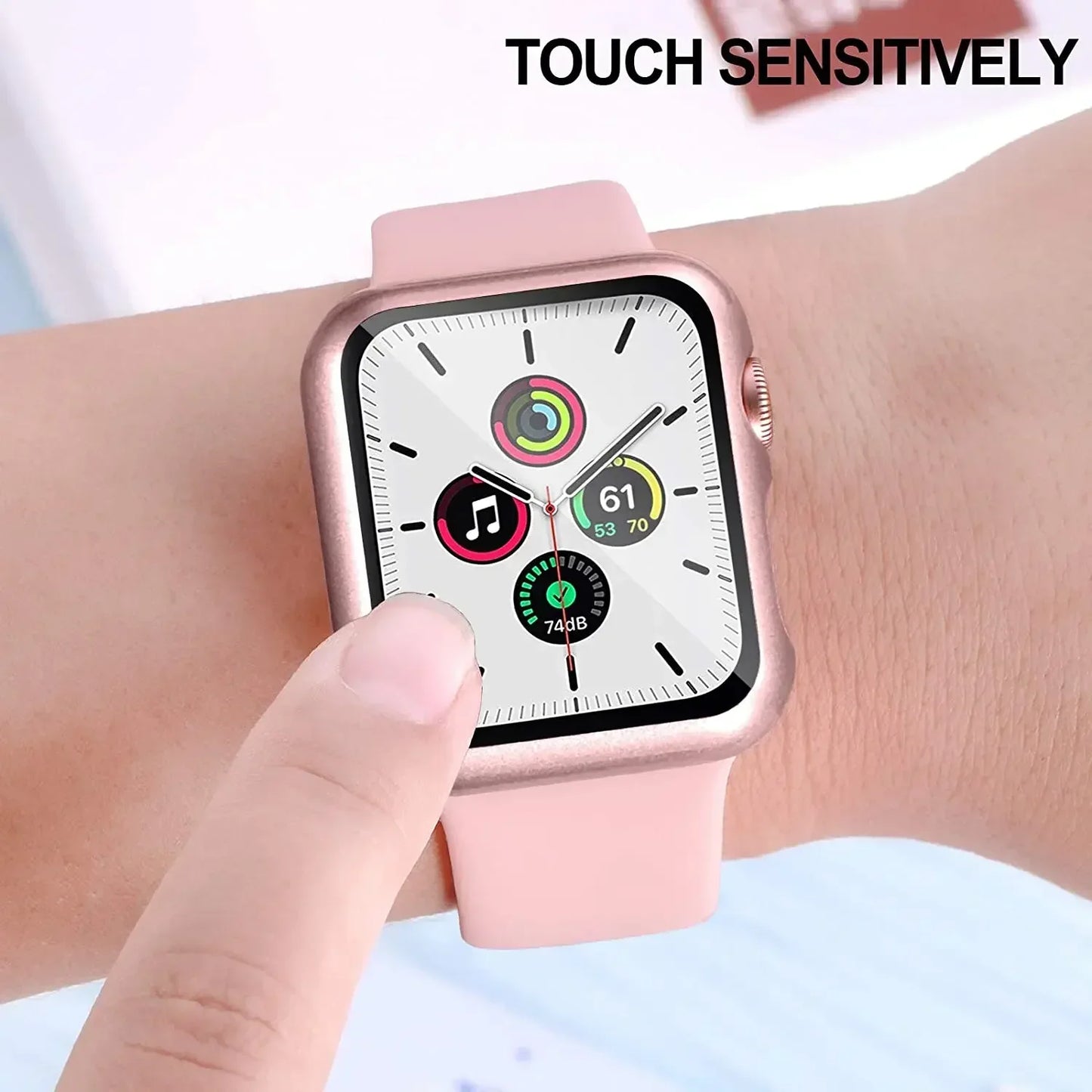 Glass+Case+Strap for Apple Watch Band 42mm 44mm 41mm 40mm 38mm 45mm 49mm Screen Protectors for Apple IWatch Series 8 7 6 SE 5 4