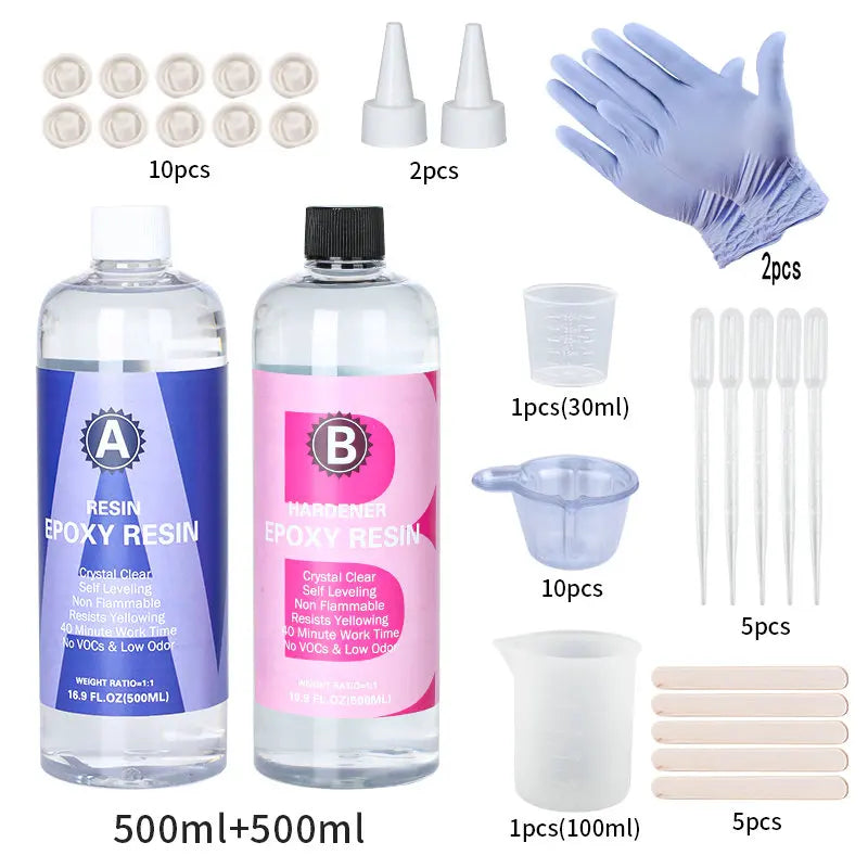 1:1 Crystal Clear Epoxy Resin Kit High Gloss & Bubbles Free Art Resin Supplies for Coating and Casting Craft DIY Jewelry Making