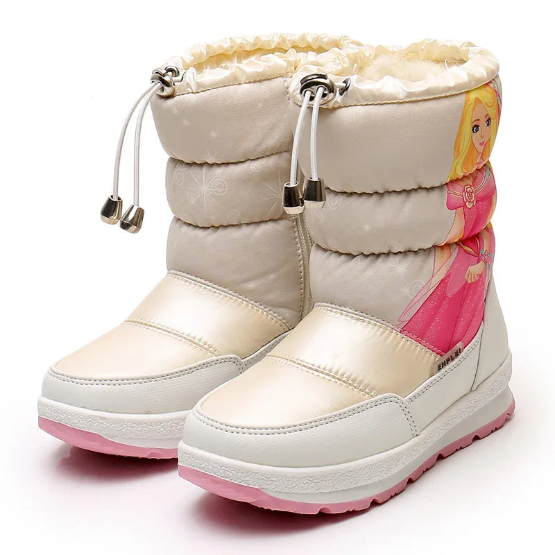 Real Wool Children Snow Boots Winter Warm Kids Shoes Casual Sneakers Waterproof Girls Princess Shoes Natural Fur Child Boots