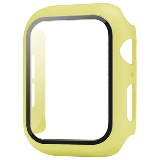 Tempered Glass+cover For Apple Watch 9 8 7 41mm 45mm 42mm 38mm PC bumper Screen Protector Case iWatch series 6 5 4 se 44mm 40mm