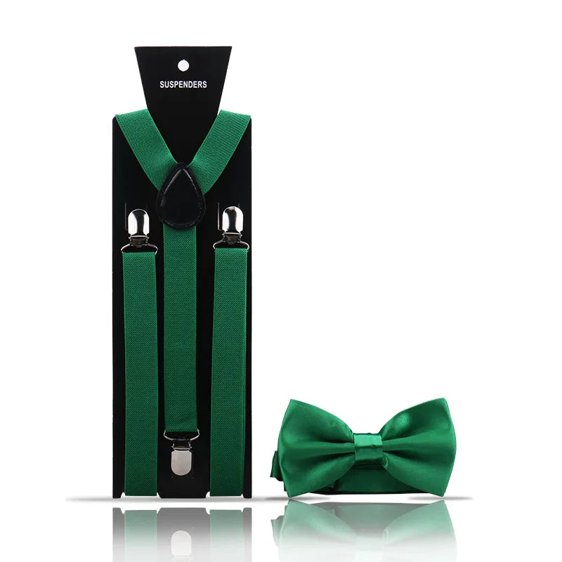 Elegant Fashion Men's Adult Suspenders And Bow Tie Two Piece Set Gentleman Suit Occessories Wedding Business Party Gifts For Men