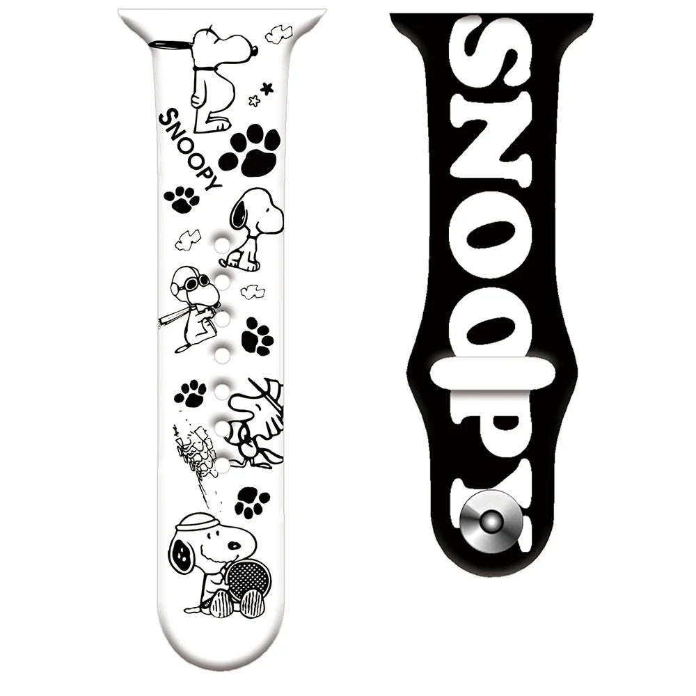 Snoopy Men Strap for Apple Watch Band 42mm 44mm 40mm 41mm 38mm 45mm Sports Women Wristband for IWatch 7 6 5 4 3 2 1 Smart Watch