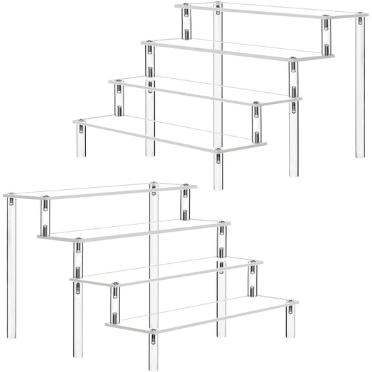 1-5 Tier Acrylic Display Stand Clear Display Riser Rack for Cupcake Perfume Doll Décor Organizer Amiibo Funko POP Figures DC05