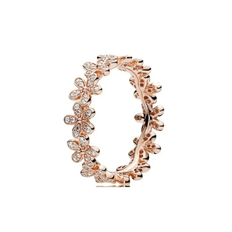 2024 New Gold Plated 925 Silver Ring Zircon Sparkling Double Band Heart Finger Ring Women Original Pandor Ring Fine Jewelry