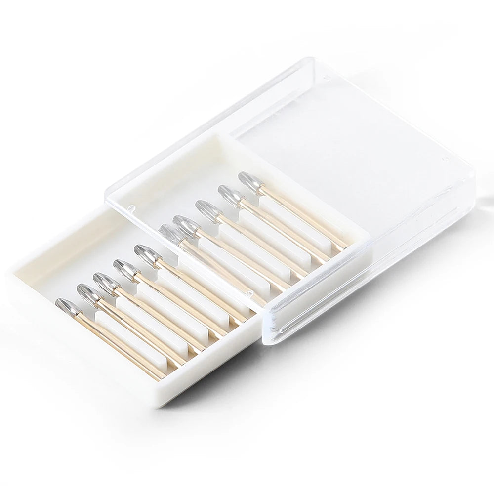 10pcs AZDENT Dental Burs Tungsten Carbide Drill For High Speed Handpiece Trimming & Finishing FG7901/FG7902/FG7406/FG7408/FG7114