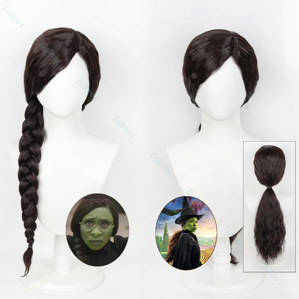 Elphaba Cosplay Wig 2024 Movie Wicked Elphaba 2 Styles Cosplay Wigs Costume Adult Women Roleplay Wig + Wig Cap