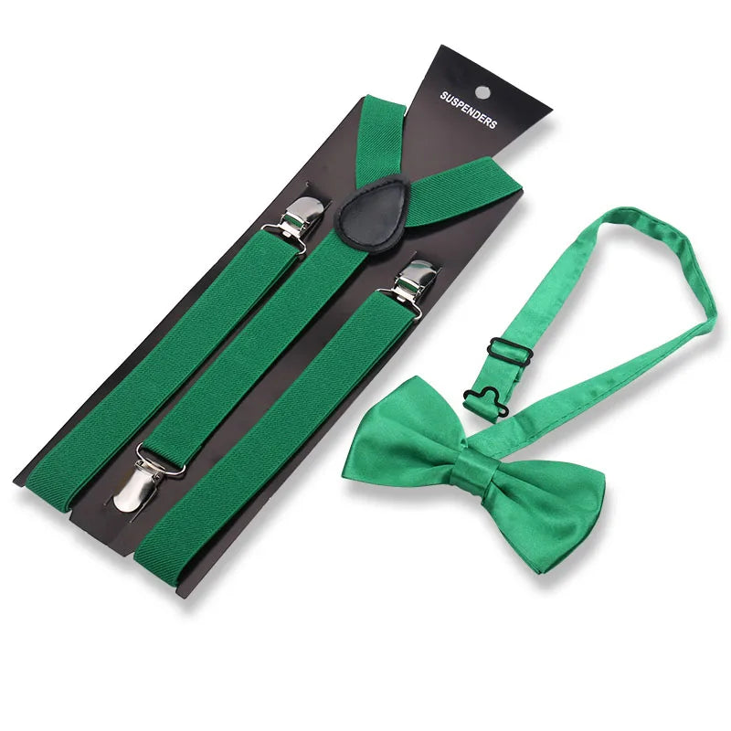 Elegant Fashion Men's Adult Suspenders And Bow Tie Two Piece Set Gentleman Suit Occessories Wedding Business Party Gifts For Men