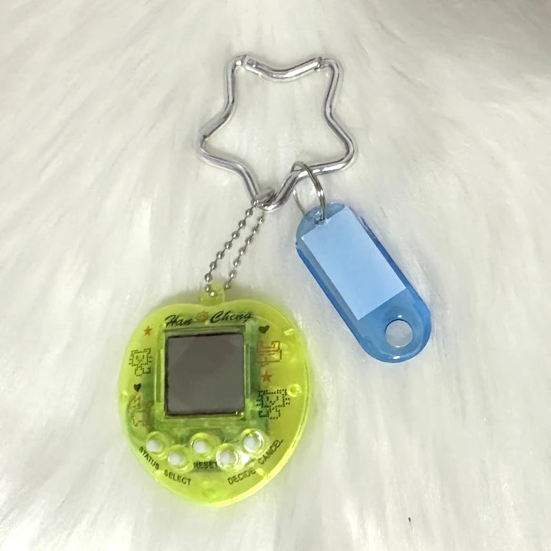 Korean Fashion Rainbow Game Console Bone Keychain Kawaii Harajuku Charm Y2K Crystal Heart Lock DIY Bag Pendant Keychain Vintage