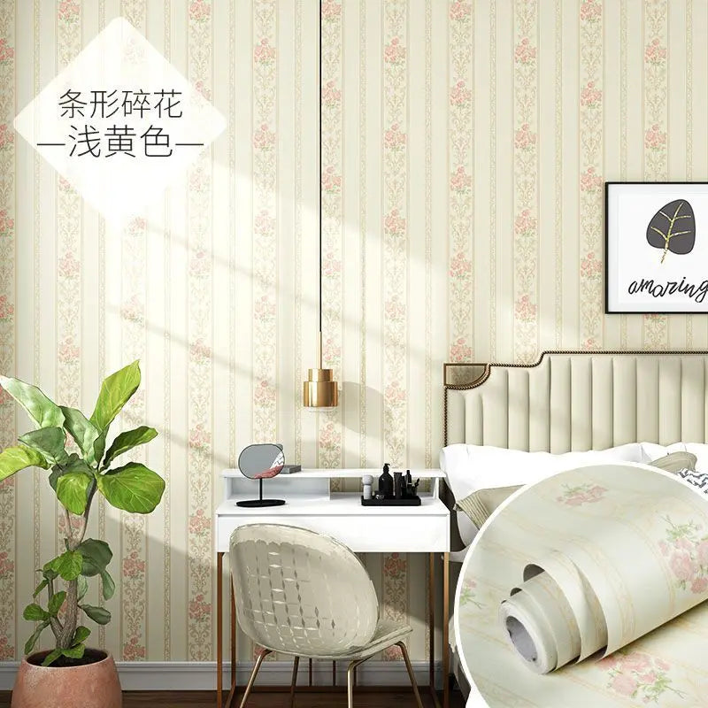 Wallpaper Self-adhesive Moisture-proof Pastoral Flower Living Room Bedroom Waterproof Erasable Wall Sticker Home Decoration