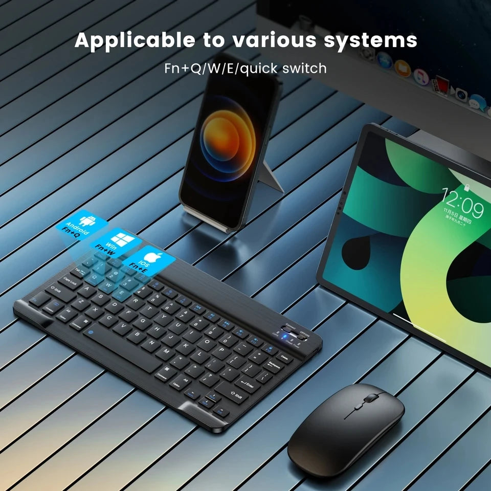 Slim Wireless Keyboard Mouse For iPad Xiaomi Samsung Huawei Phone Tablet Bluetooth-compatible Keyboard For Android IOS Windows