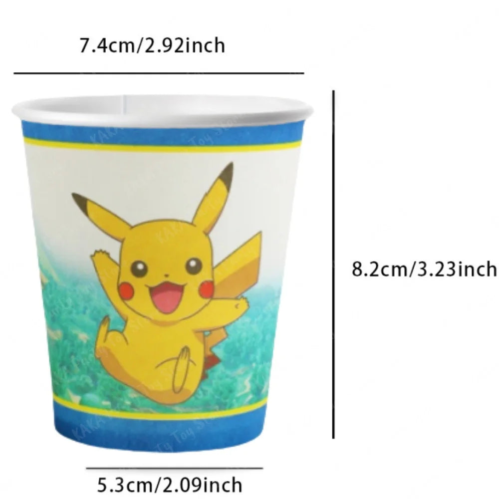 10/20/30Pcs Pokemon Cups Pikachu Pokeball 9 oz Disposable Paper Drinking Cup For Kids Birthday Party Decorations Supplies Toys