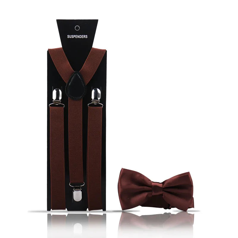 Elegant Fashion Men's Adult Suspenders And Bow Tie Two Piece Set Gentleman Suit Occessories Wedding Business Party Gifts For Men