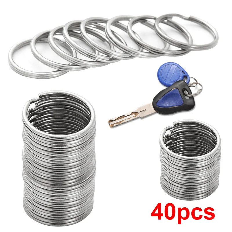 20/100pcs Metal Blank Keyring Keychain Split Rings Keyfob Key Rings Lobster Clasp Key Chain Key Pendant Stainless Steel Rings