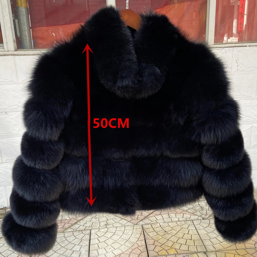 QUEENTINA Winter New Women's Cold Real Fox Fur Coat With Collar Especially Overcoat Leather Female Natural Plus Size 2023 Luxury