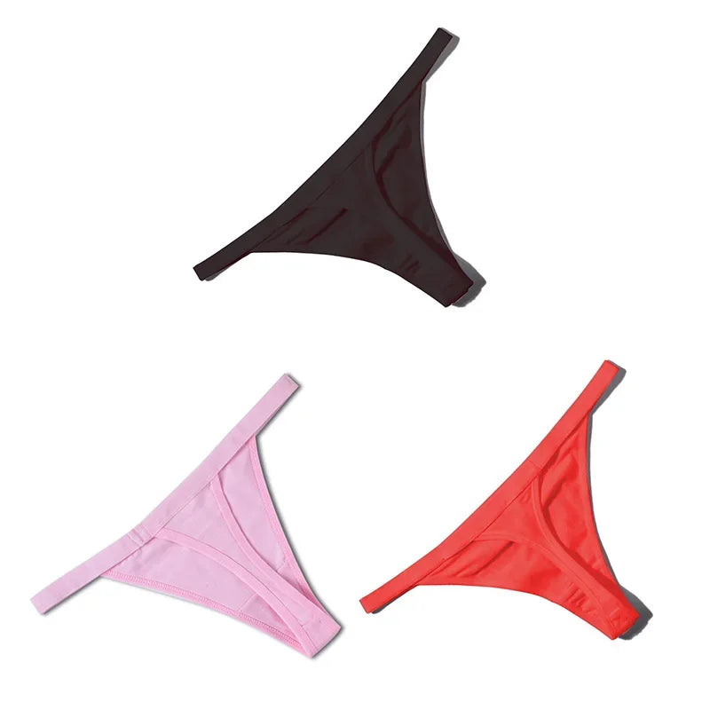 3Pcs Sexy Cotton Thongs Low Waist Seamless Female Comfortable Lingere Underpants Breathable Underwear Women G String
