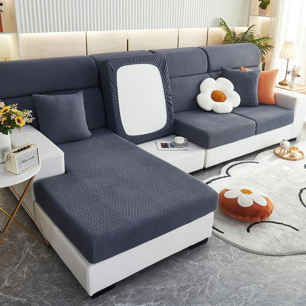 1pc Jacquard Sofa Slipcover Twill Pattern Elastic Sofa Covers Furniture Protector for Bedroom Office Living Room Home Decor